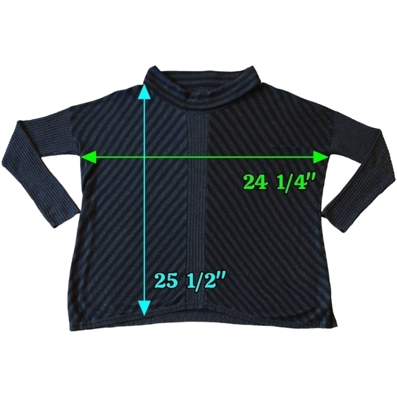 Eileen Fisher Black Gray Striped Cowl Neck Lightweight Sweater Boxy Oversized - Picture 3 of 9